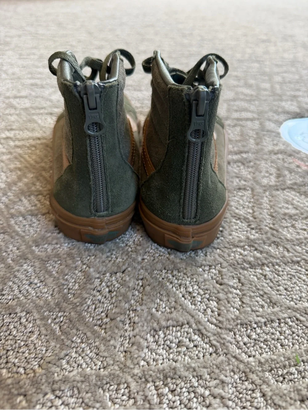 Vans Kids High-Top Sneakers in Olive Green and Brown
